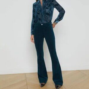 L'AGENCE ! Marty High-Waisted Flared Velvet Pants(26)